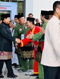 Presiden Prabowo menghadiri Musyawarah Nasional (Munas) XVI Ikatan Pencak Silat Indonesia (IPSI) Masa Bakti 2026–2030 di Jakarta International Convention Center (JICC), Jakarta, pada Sabtu, 11 April 2026.
