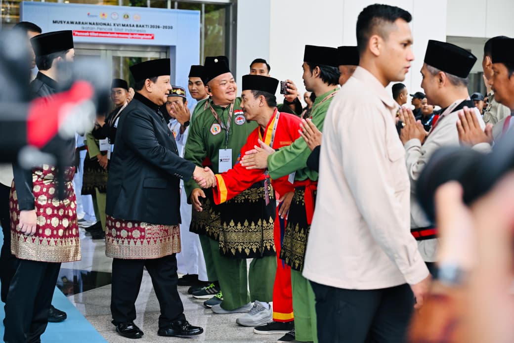Presiden Prabowo menghadiri Musyawarah Nasional (Munas) XVI Ikatan Pencak Silat Indonesia (IPSI) Masa Bakti 2026–2030 di Jakarta International Convention Center (JICC), Jakarta, pada Sabtu, 11 April 2026.
