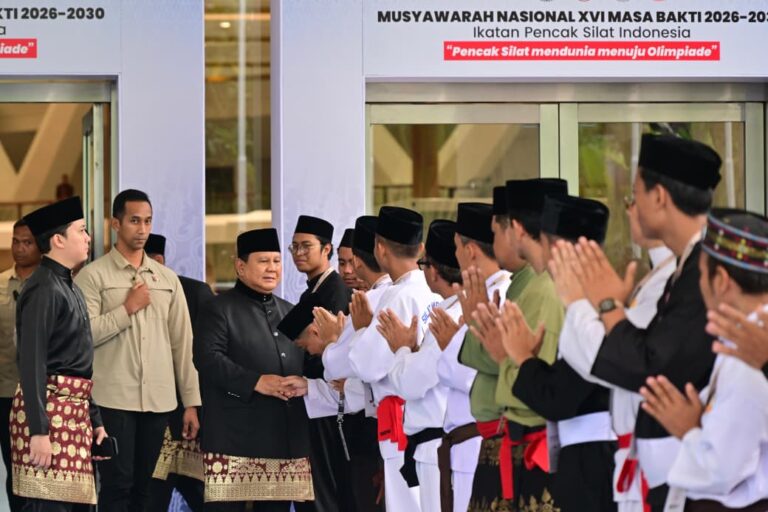 Presiden Prabowo menghadiri Musyawarah Nasional (Munas) XVI Ikatan Pencak Silat Indonesia Masa Bakti 2026–2030 di Jakarta International Convention Center (JICC), Jakarta, pada Sabtu, 11 April 2026.