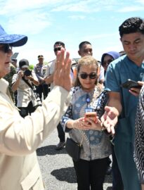 Presiden Prabowo Subianto tiba di Pulau Miangas, Kabupaten Kepulauan Talaud, Provinsi Sulawesi Utara, pada Jumat, 9 Mei 2026.
