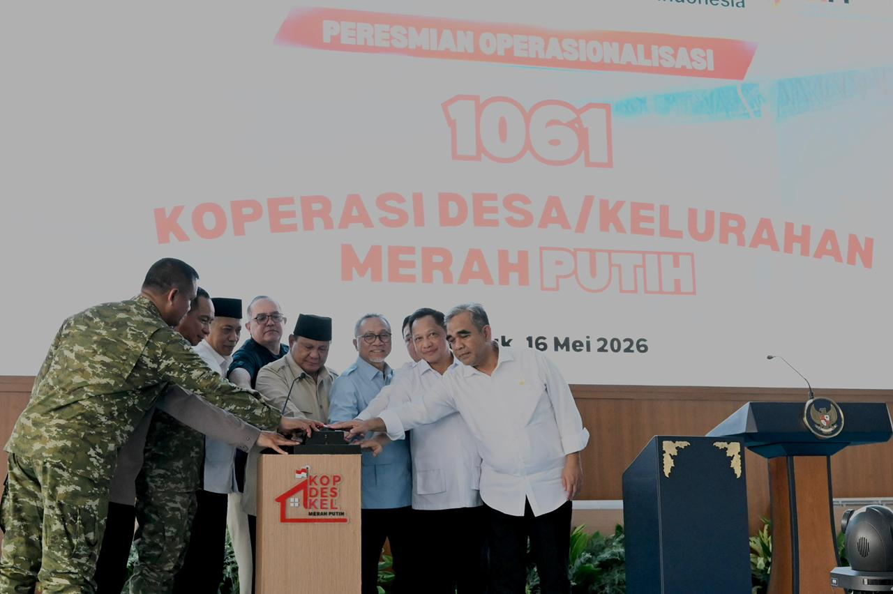 Presiden Prabowo menghadiri peresmian operasionalisasi 1.061 Koperasi Desa dan Kelurahan Merah Putih (KDMP) di Kabupaten Nganjuk, Jawa Timur, pada Kamis, 15 Mei 2026.