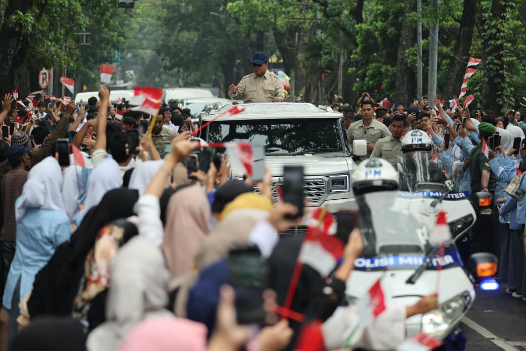 Presiden Prabowo Subianto tiba di Stadion Siliwangi, Kota Bandung, Provinsi Jawa Barat, pada Senin, 25 Mei 2026.