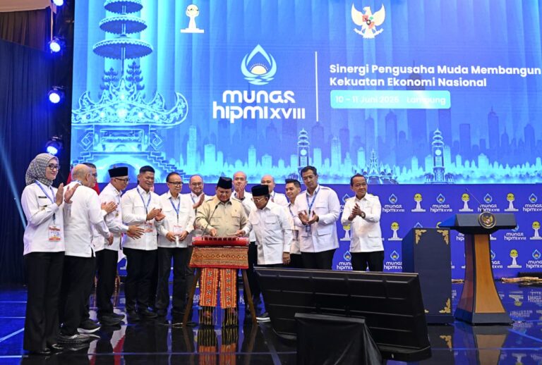 Presiden Prabowo membuka Musyawarah Nasional (Munas) XVIII Himpunan Pengusaha Muda Indonesia (HIPMI) di Bandar Lampung, Provinsi Lampung, Rabu, 10 Juni 2026.