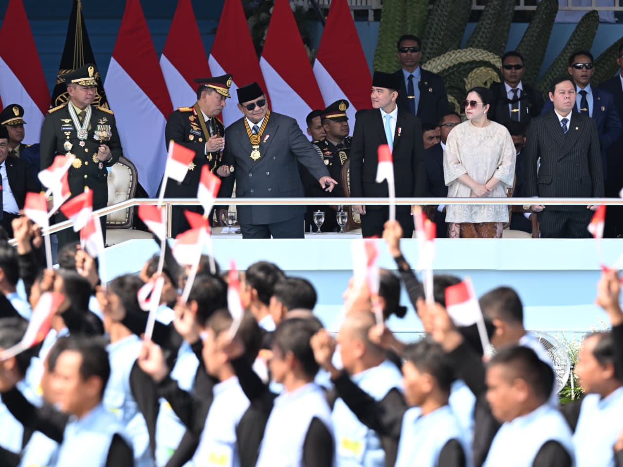Presiden Prabowo memimpin Upacara Peringatan Ke-80 Hari Bhayangkara Tahun 2026 di Lapangan Satuan Latihan Korps Brimob, Cikeas, Kabupaten Bogor, pada Rabu, 1 Juli 2026.