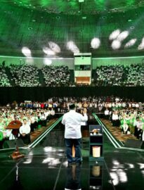 Presiden Prabowo Subianto menghadiri peringatan Hari Lahir (Harlah) Partai Kebangkitan Bangsa (PKB) ke-28 yang digelar di Jakarta International Convention Center (JICC), Jakarta, pada Kamis, 23 Juli 2026.