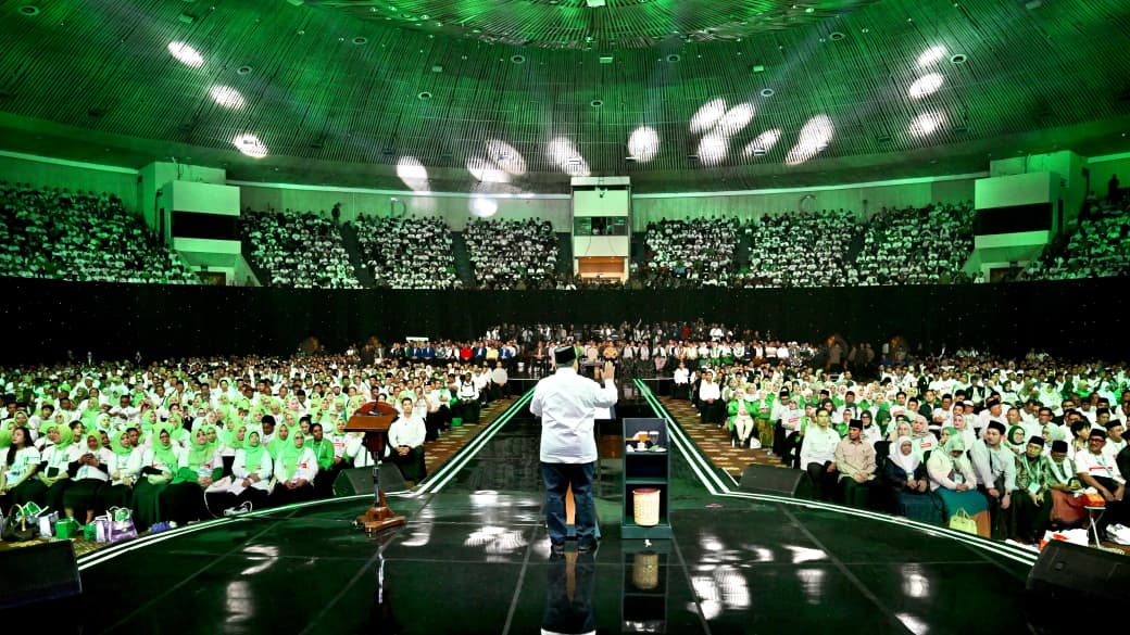 Presiden Prabowo Subianto menghadiri peringatan Hari Lahir (Harlah) Partai Kebangkitan Bangsa (PKB) ke-28 yang digelar di Jakarta International Convention Center (JICC), Jakarta, pada Kamis, 23 Juli 2026.