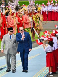 Presiden Republik Indonesia, Prabowo Subianto menerima kunjungan kenegaraan Presiden Republik Arab Mesir, Abdel Fattah El-Sisi di Istana Kepresidenan Jakarta, pada Minggu, 11 Oktober 2026.