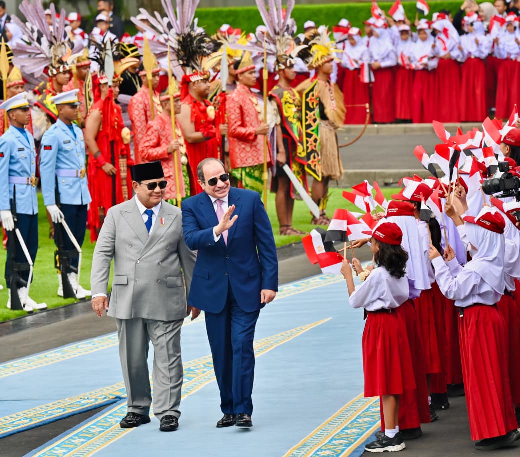 Presiden Republik Indonesia, Prabowo Subianto menerima kunjungan kenegaraan Presiden Republik Arab Mesir, Abdel Fattah El-Sisi di Istana Kepresidenan Jakarta, pada Minggu, 11 Oktober 2026.